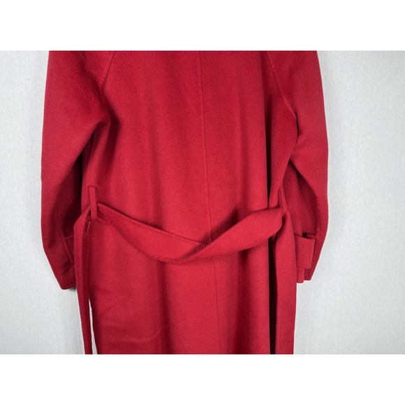 Anthropologie Coat Womens 10 Red Wool Blend Belted Wrap Long Maxi Trench - Picture 7 of 13